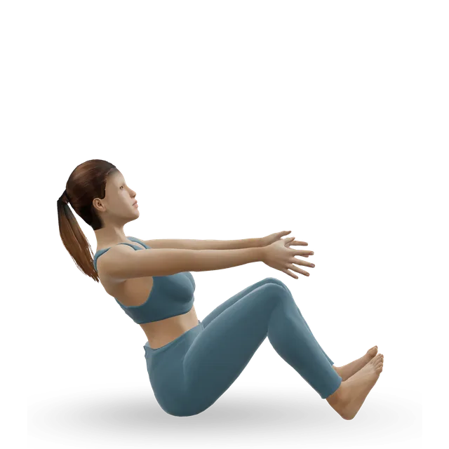 Boat pose (Navasana) demonstrated on the 3D figure