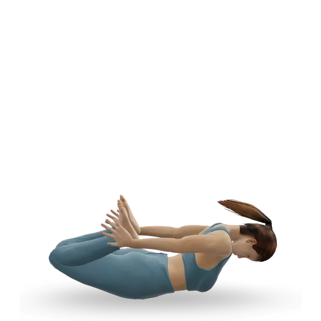 Bow pose (Dhanurasana) demonstrated on the 3D figure