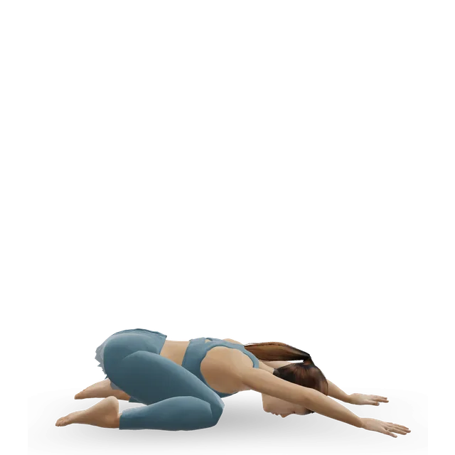 Child's Pose (Balasana) demonstrated on the 3D figure