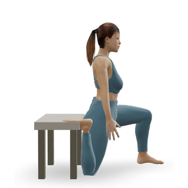 Couch stretch demonstrated on the 3D figure
