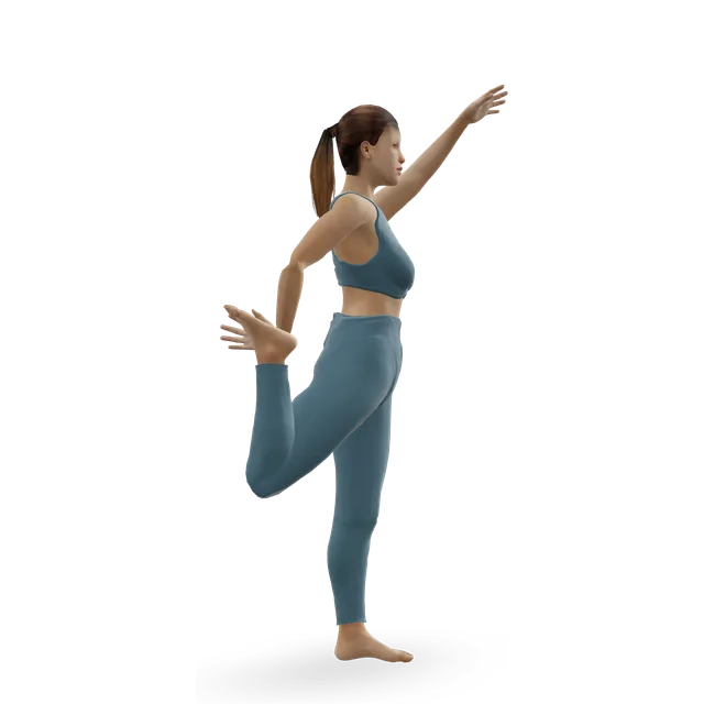Dancer pose (Natarajasana) demonstrated on the 3D figure