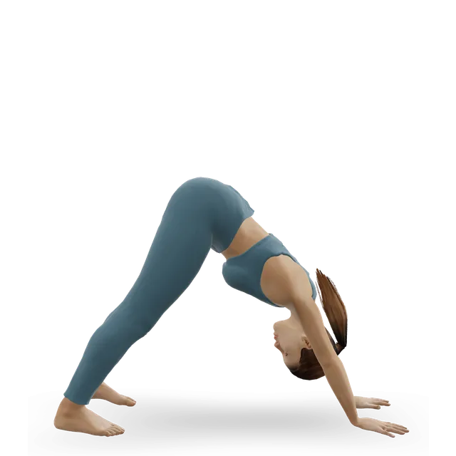 Downward-facing dog (Adho Mukha Svanasana) demonstrated on the 3D figure