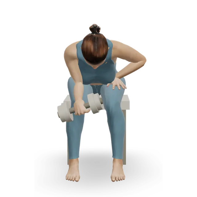 Dumbbell forearm rotation demonstrated on the 3D figure