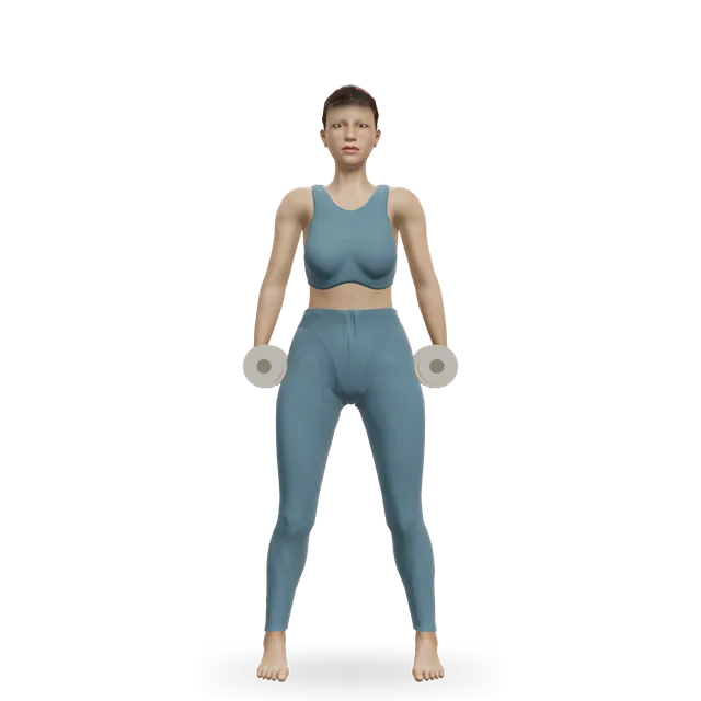 Dumbbell lateral raise demonstrated on the 3D figure