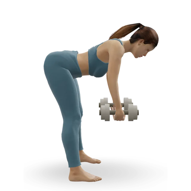 Dumbbell Romanian deadlift demonstrated on the 3D figure