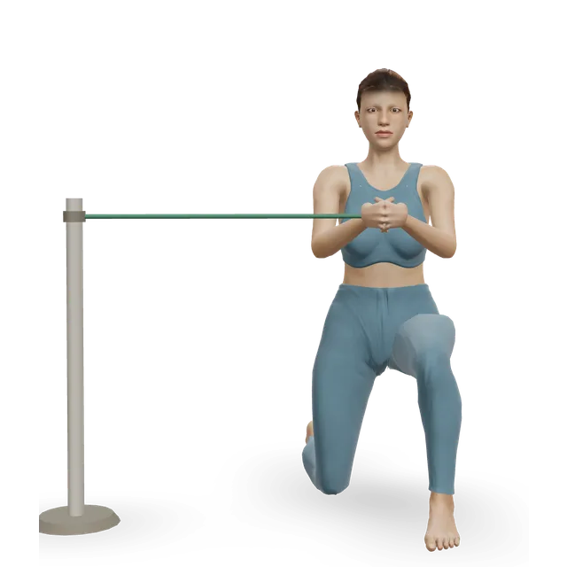 Half-kneeling Pallof press demonstrated on the 3D figure
