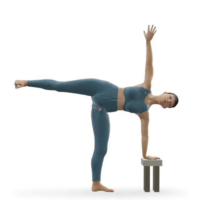 Half moon pose (Ardha Chandrasana) demonstrated on the 3D figure