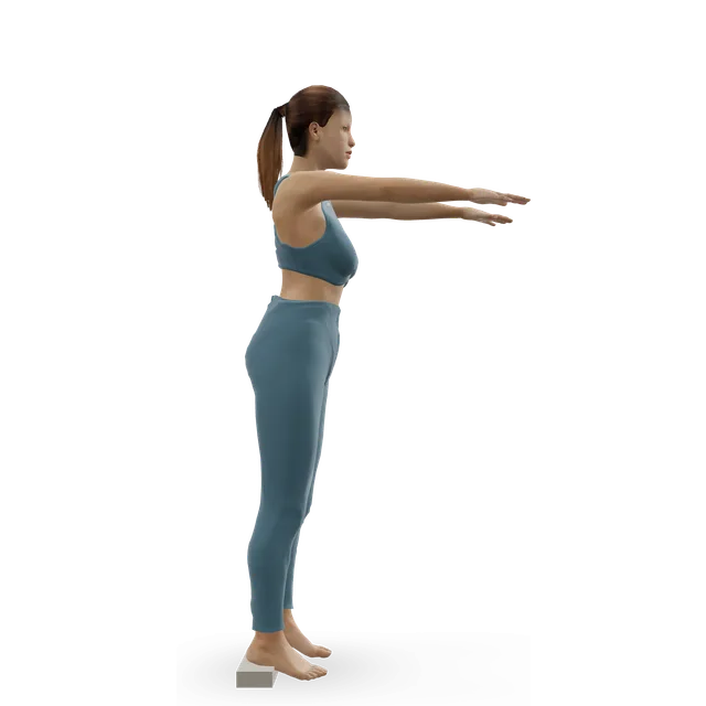 Heel-elevated deep squat (slant board squat) demonstrated on the 3D figure