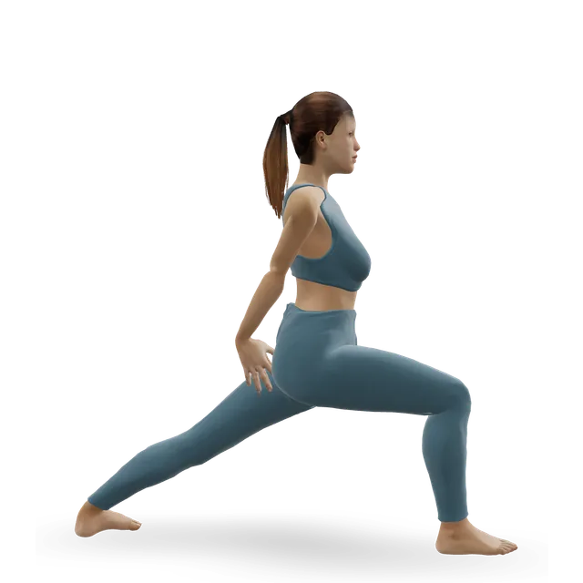Humble warrior (Baddha Virabhadrasana) demonstrated on the 3D figure