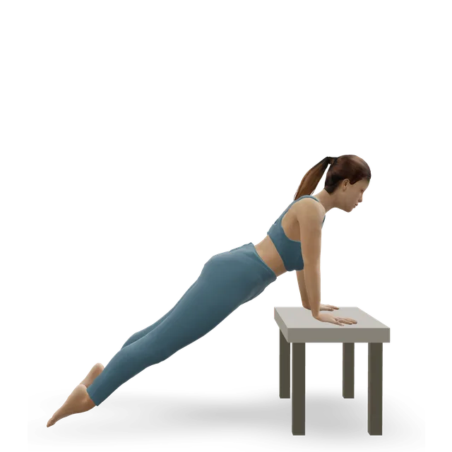 Incline push-up demonstrated on the 3D figure