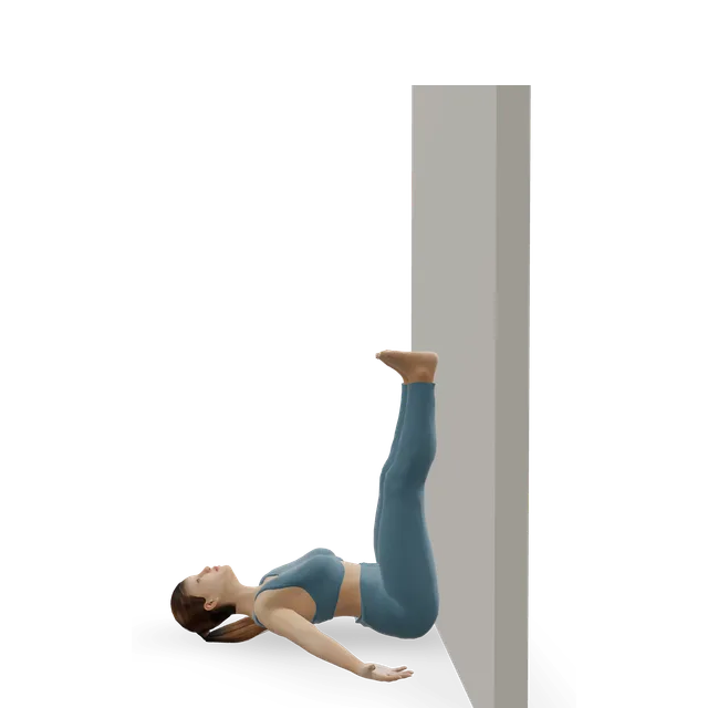 Legs up the wall (Viparita Karani) demonstrated on the 3D figure
