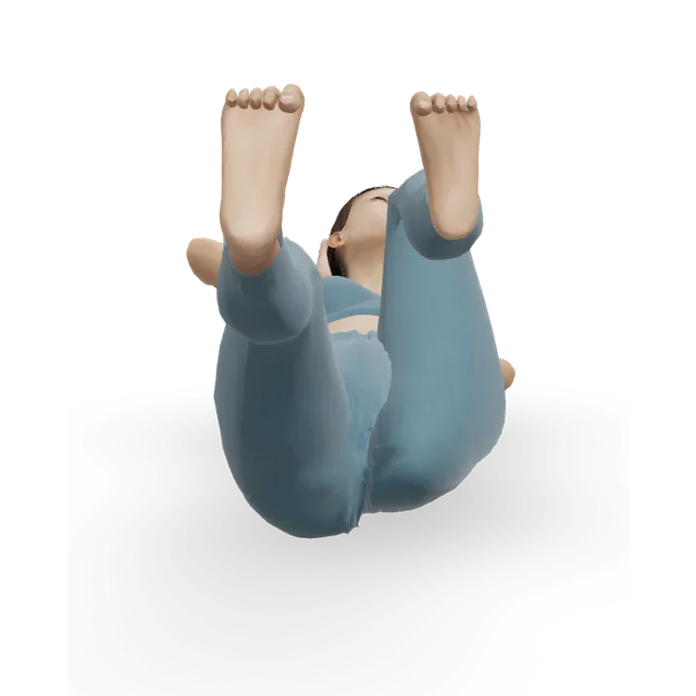 Bicycle crunch demonstrated on the 3D figure