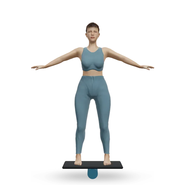 Balance board stand demonstrated on the 3D figure