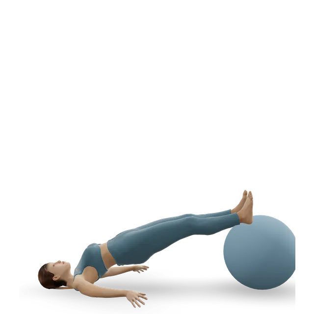Stability ball leg curl demonstrated on the 3D figure