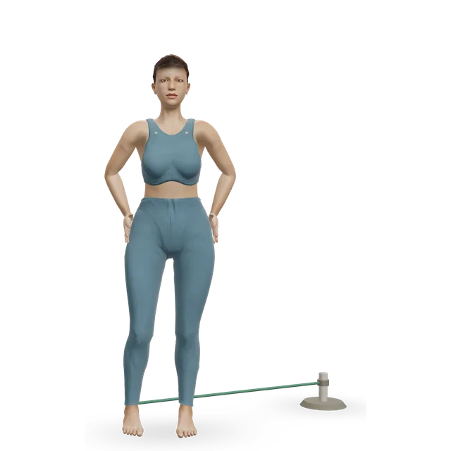 Standing band hip abduction demonstrated on the 3D figure