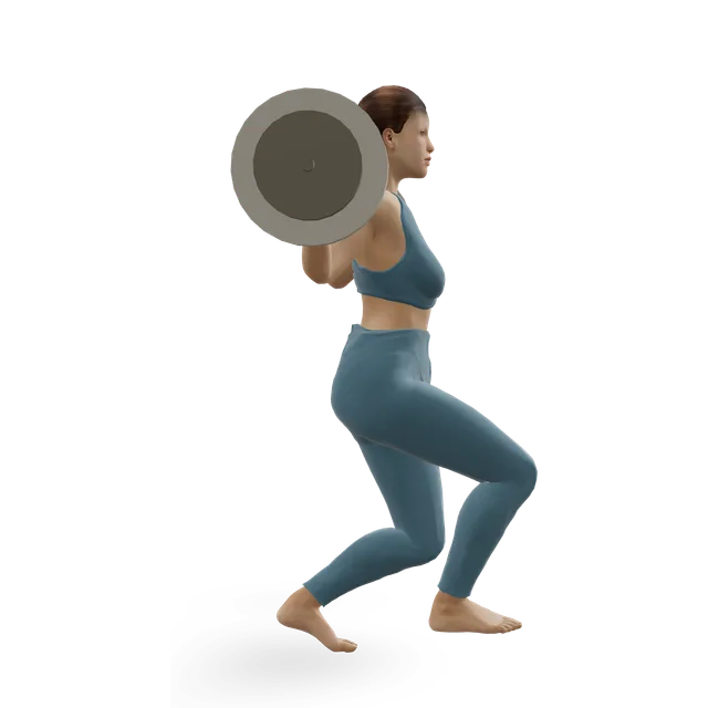 Barbell lunge demonstrated on the 3D figure