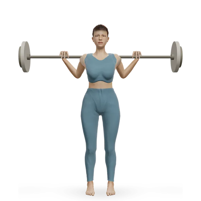 Barbell Side Bend demonstrated on the 3D figure
