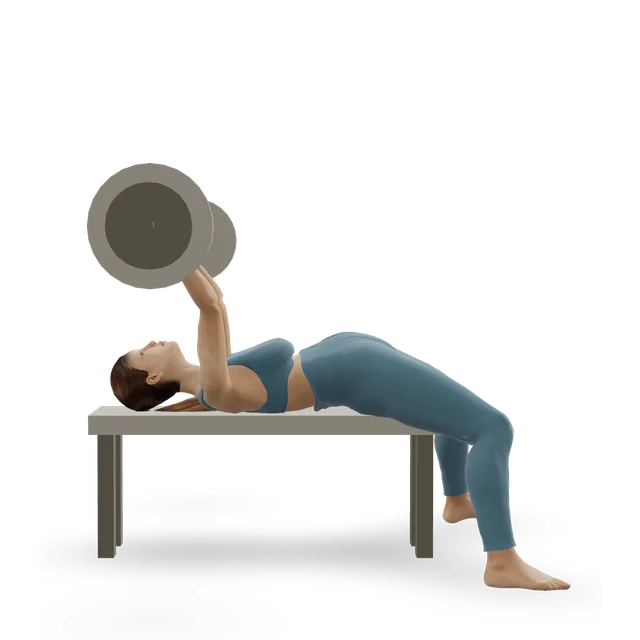 Bent-Arm Barbell Pullover demonstrated on the 3D figure