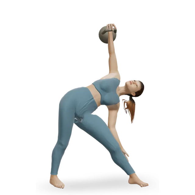 Kettlebell bent press demonstrated on the 3D figure