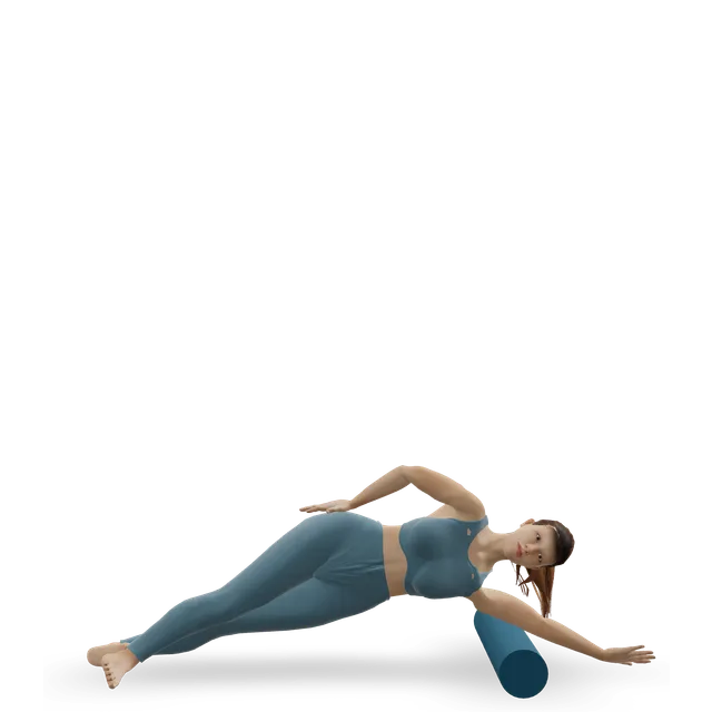 Upper-arm foam roll (brachialis) demonstrated on the 3D figure