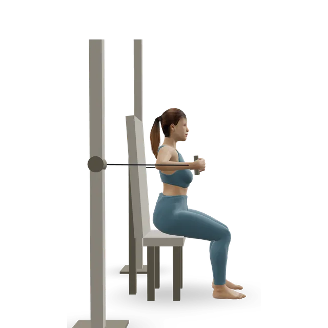 Seated cable chest press demonstrated on the 3D figure