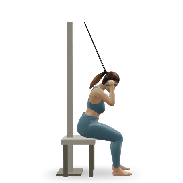 Seated cable crunch demonstrated on the 3D figure