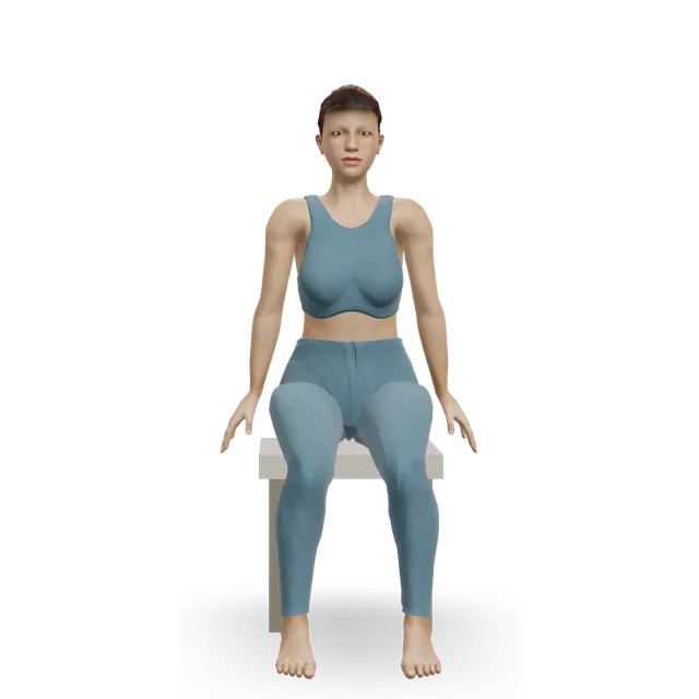 Chair Leg Extended Stretch demonstrated on the 3D figure