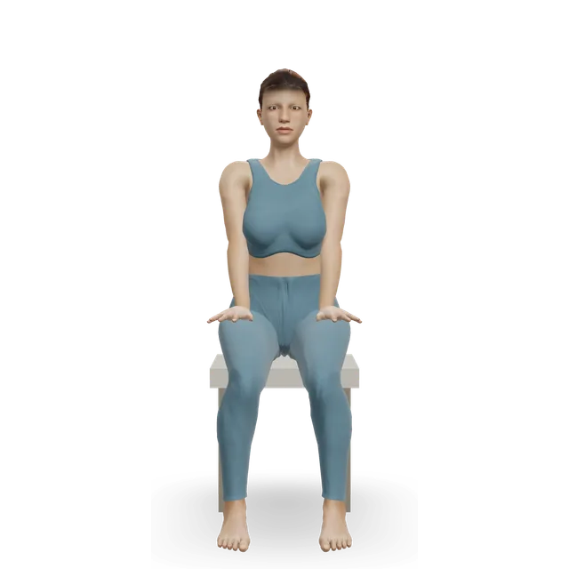 Chair Lower Back Stretch demonstrated on the 3D figure