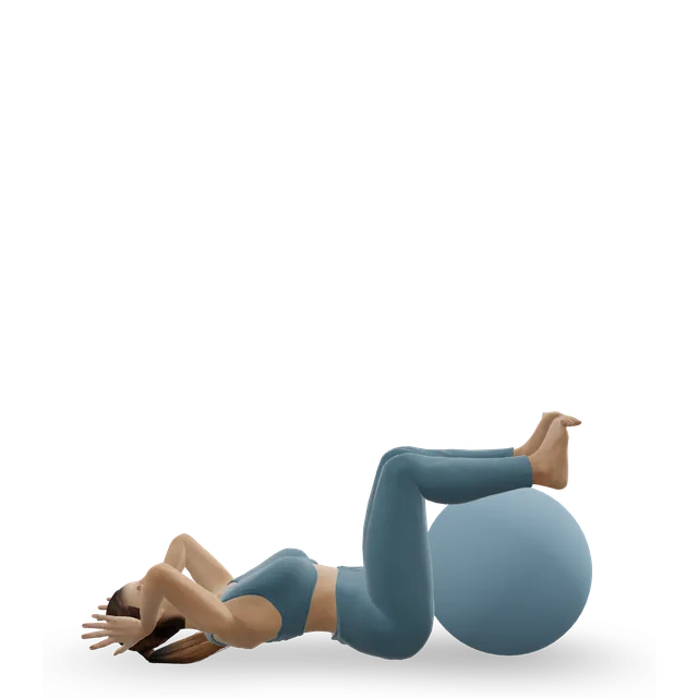 Crunch with the legs on a ball demonstrated on the 3D figure