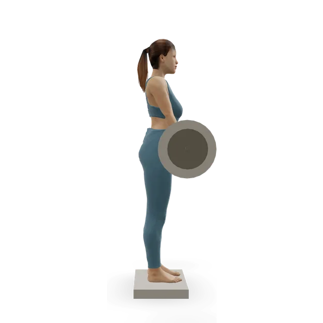 Deficit deadlift demonstrated on the 3D figure
