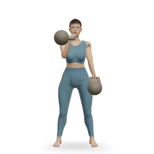 Double kettlebell alternating hang clean (see-saw) demonstrated on the 3D figure