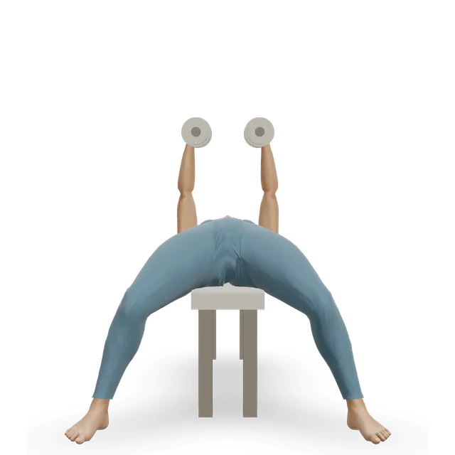 Dumbbell fly demonstrated on the 3D figure