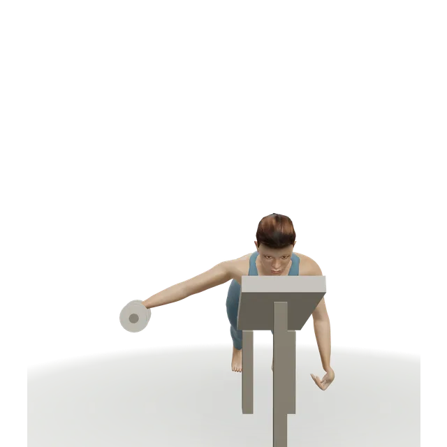 One-arm incline reverse fly demonstrated on the 3D figure