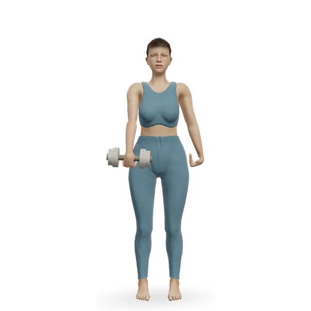 Dumbbell One-Arm Upright Row demonstrated on the 3D figure