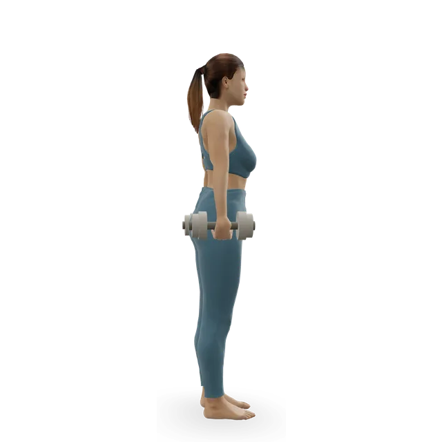 Dumbbell reverse lunge demonstrated on the 3D figure