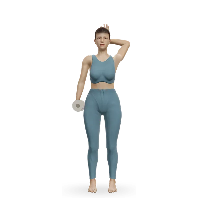 Dumbbell side bend demonstrated on the 3D figure