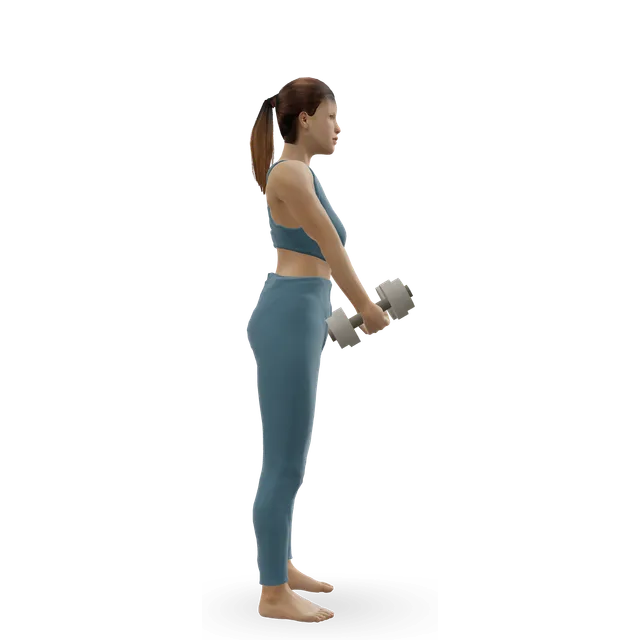 Dumbbell squat demonstrated on the 3D figure