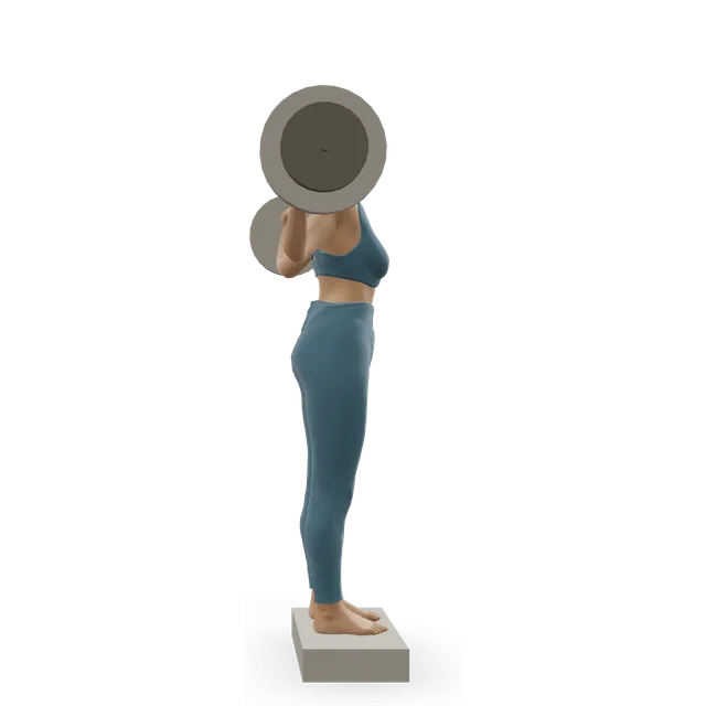 Deficit reverse lunge (from a platform) demonstrated on the 3D figure