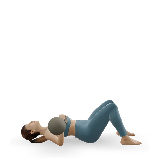 Extended Range One-Arm Kettlebell Floor Press demonstrated on the 3D figure