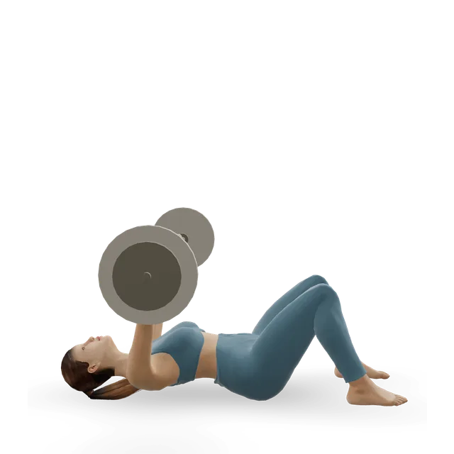 Barbell floor press demonstrated on the 3D figure
