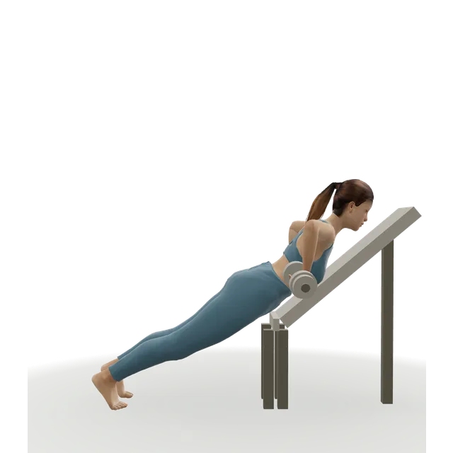 Incline bench pull (45-degree incline row) demonstrated on the 3D figure