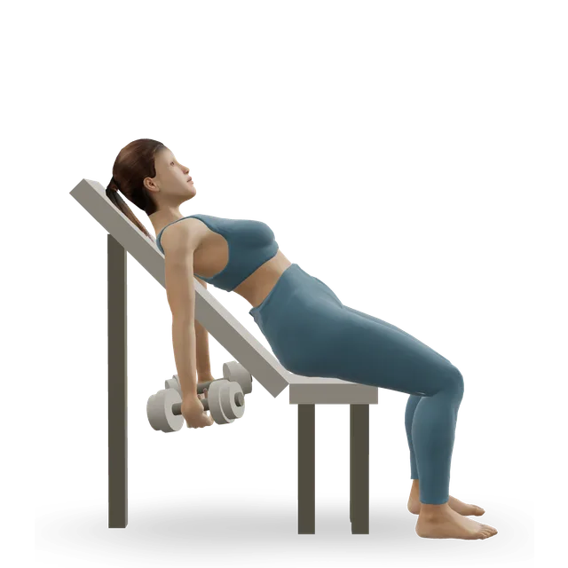 Incline hammer curl demonstrated on the 3D figure