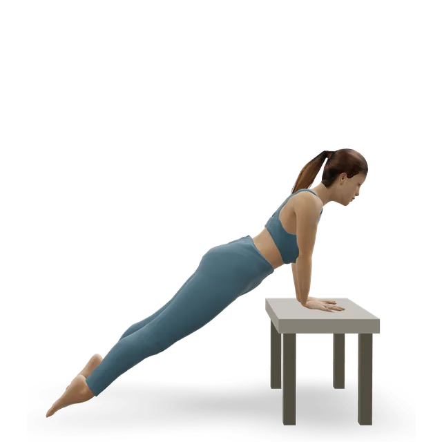 Close-grip incline push-up demonstrated on the 3D figure