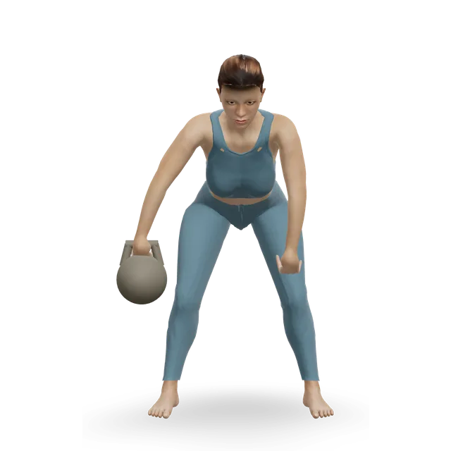 Kettlebell pass between the legs demonstrated on the 3D figure