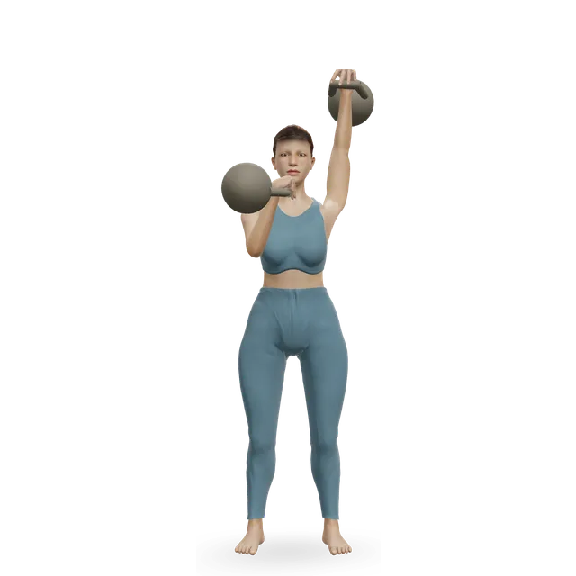 Kettlebell seesaw press demonstrated on the 3D figure
