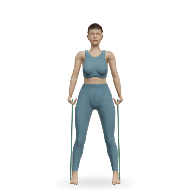 Band lateral raise demonstrated on the 3D figure