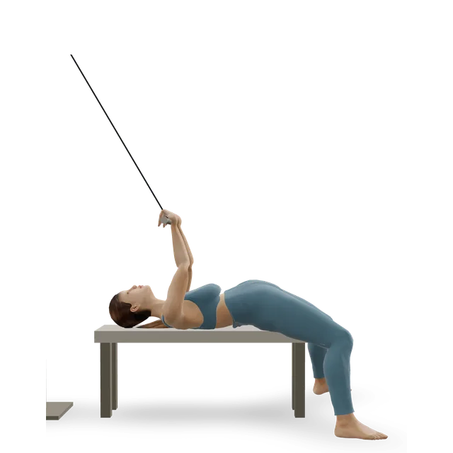 Lying Close-Grip Bar Curl On High Pulley demonstrated on the 3D figure