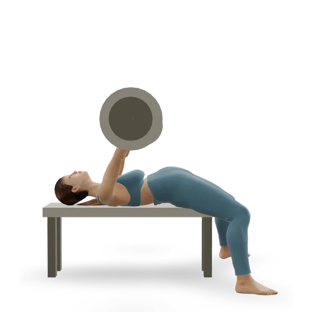 Lying Close-Grip Barbell Triceps Press To Chin demonstrated on the 3D figure