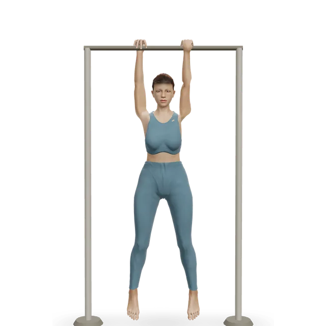 Mixed-grip chin-up demonstrated on the 3D figure