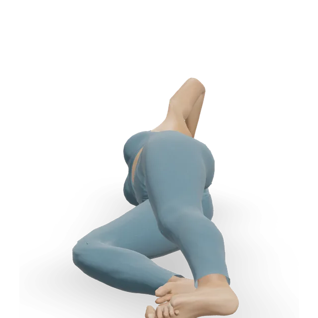 Oblique Crunches - On The Floor demonstrated on the 3D figure